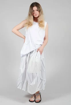 Tulip Hem Skirt in White Stripe