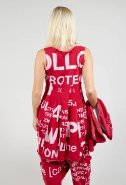 Tulip Hem Vest Top in Chili Print