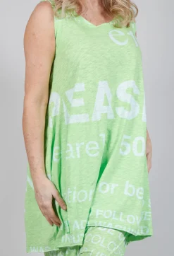 Tulip Hem Vest Top in Lime Print