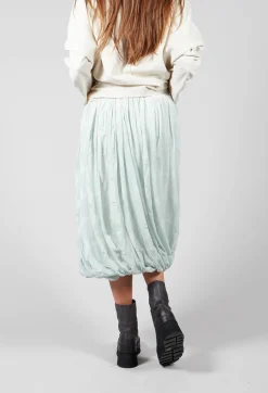 Tulip Shape Skirt with Elasticated Waistband in Mint Print
