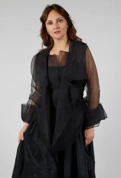 Tulle Open Jacket in Black