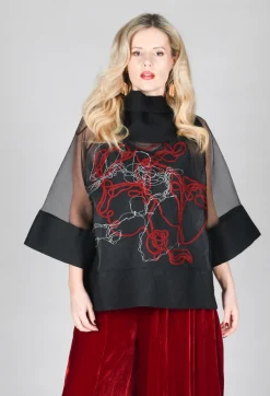 Tulle Oversized Top in Black