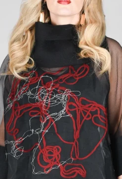 Tulle Oversized Top in Black