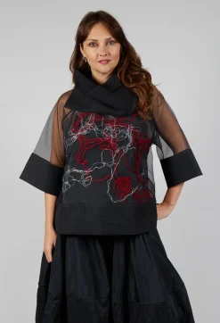 Tulle Oversized Top in Black