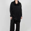 Tunic Dress in Raso di Viscosa and Viscosa Seta Nero