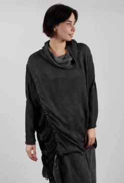 Tunic Dress in Raso di Viscosa and Viscosa Seta Grey Storm