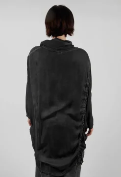 Tunic Dress in Raso di Viscosa and Viscosa Seta Grey Storm