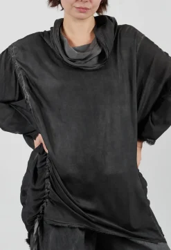 Tunic Dress in Raso di Viscosa and Viscosa Seta Grey Storm