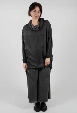 Tunic Dress in Raso di Viscosa and Viscosa Seta Grey Storm