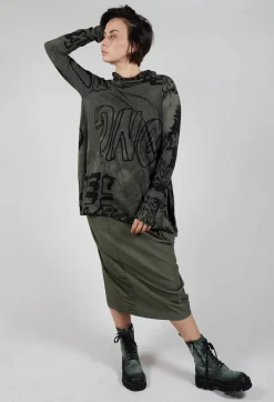 Tunic Dress with Lettering Design in Camp Print