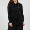 Tunic Dress with Placed Print in Black Shiny Print