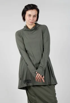 Tunic Dress with Placed Print in Camp Shiny Print