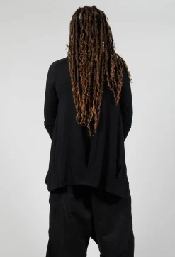 Tunic Dress with Placed Print in Black Shiny Print