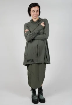Tunic Dress with Placed Print in Camp Shiny Print