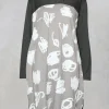 Tunic Jumper Dress with Print in Grey and White