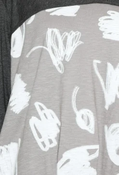 Tunic Jumper Dress with Print in Grey and White