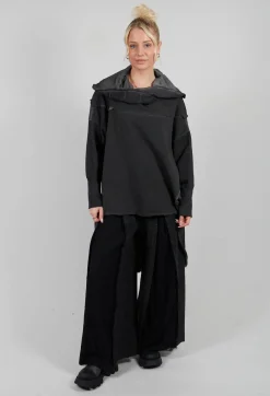 Tunic Top in Felpa and Raso di Viscosa Grey Storm