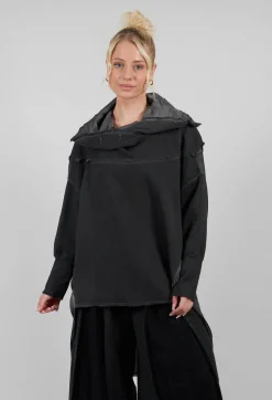 Tunic Top in Felpa and Raso di Viscosa Grey Storm