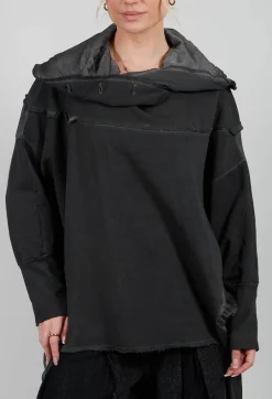Tunic Top in Felpa and Raso di Viscosa Grey Storm