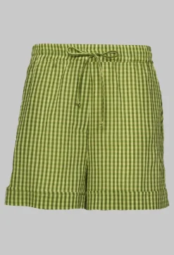 Turn Up Shorts in Green Check