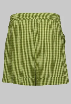 Turn Up Shorts in Green Check