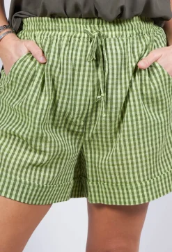 Turn Up Shorts in Green Check