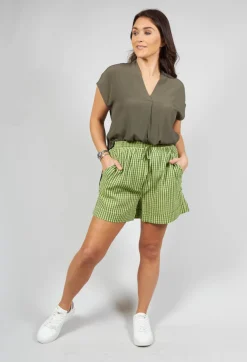 Turn Up Shorts in Green Check