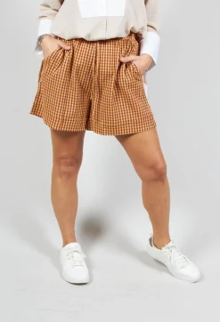 Turn Up Shorts in Orange Check