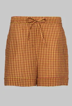 Turn Up Shorts in Orange Check