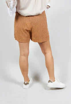 Turn Up Shorts in Orange Check