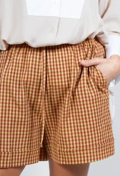 Turn Up Shorts in Orange Check