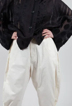 Turn Up Trouser in Cream