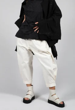Turn Up Trouser in Cream