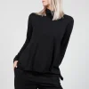 Turtle Neck Kord Top with Logo in Black