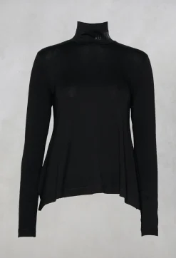 Turtle Neck Kord Top with Logo in Black