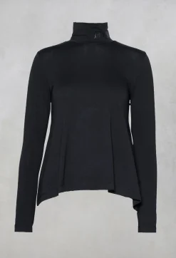 Turtle Neck Kord Top with Logo in Dark Blue