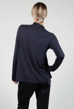 Turtle Neck Kord Top with Logo in Dark Blue
