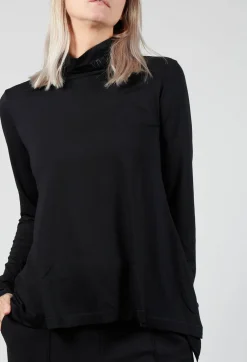 Turtle Neck Kord Top with Logo in Black
