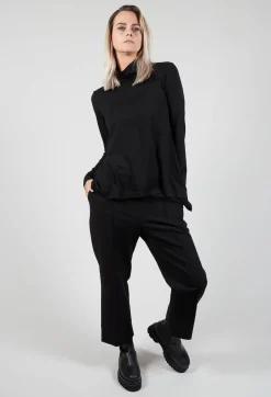 Turtle Neck Kord Top with Logo in Black