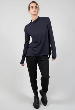 Turtle Neck Kord Top with Logo in Dark Blue