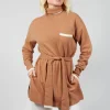 Turtleneck Belted Jumper in Ginger
