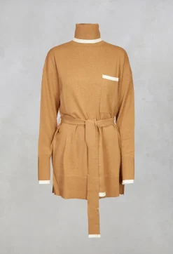 Turtleneck Belted Jumper in Ginger