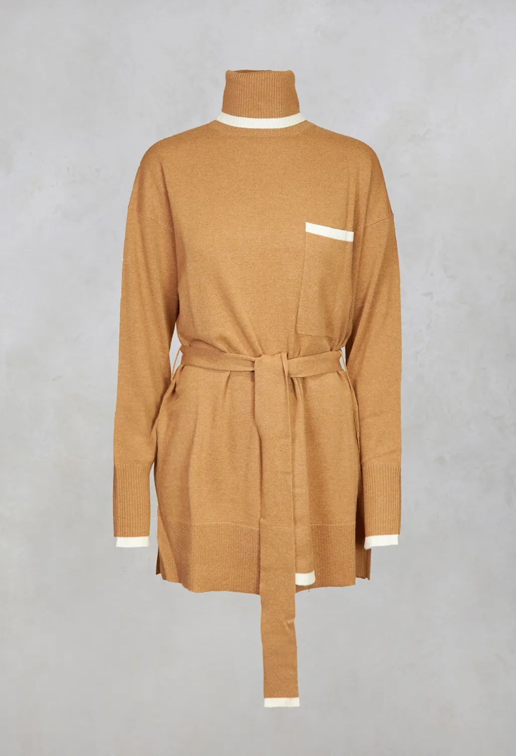 Turtleneck Belted Jumper in Ginger