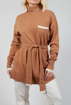 Turtleneck Belted Jumper in Ginger
