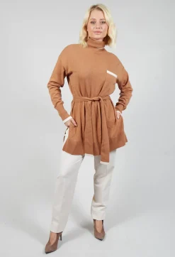 Turtleneck Belted Jumper in Ginger