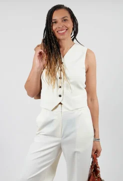 Twill Waistcoat in Cream