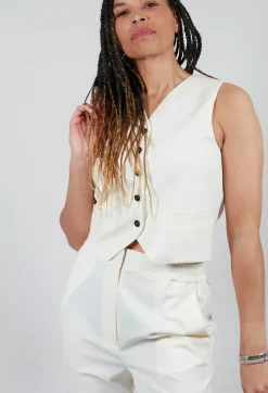 Twill Waistcoat in Cream