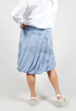 Twist Hem Skirt in Blue Print