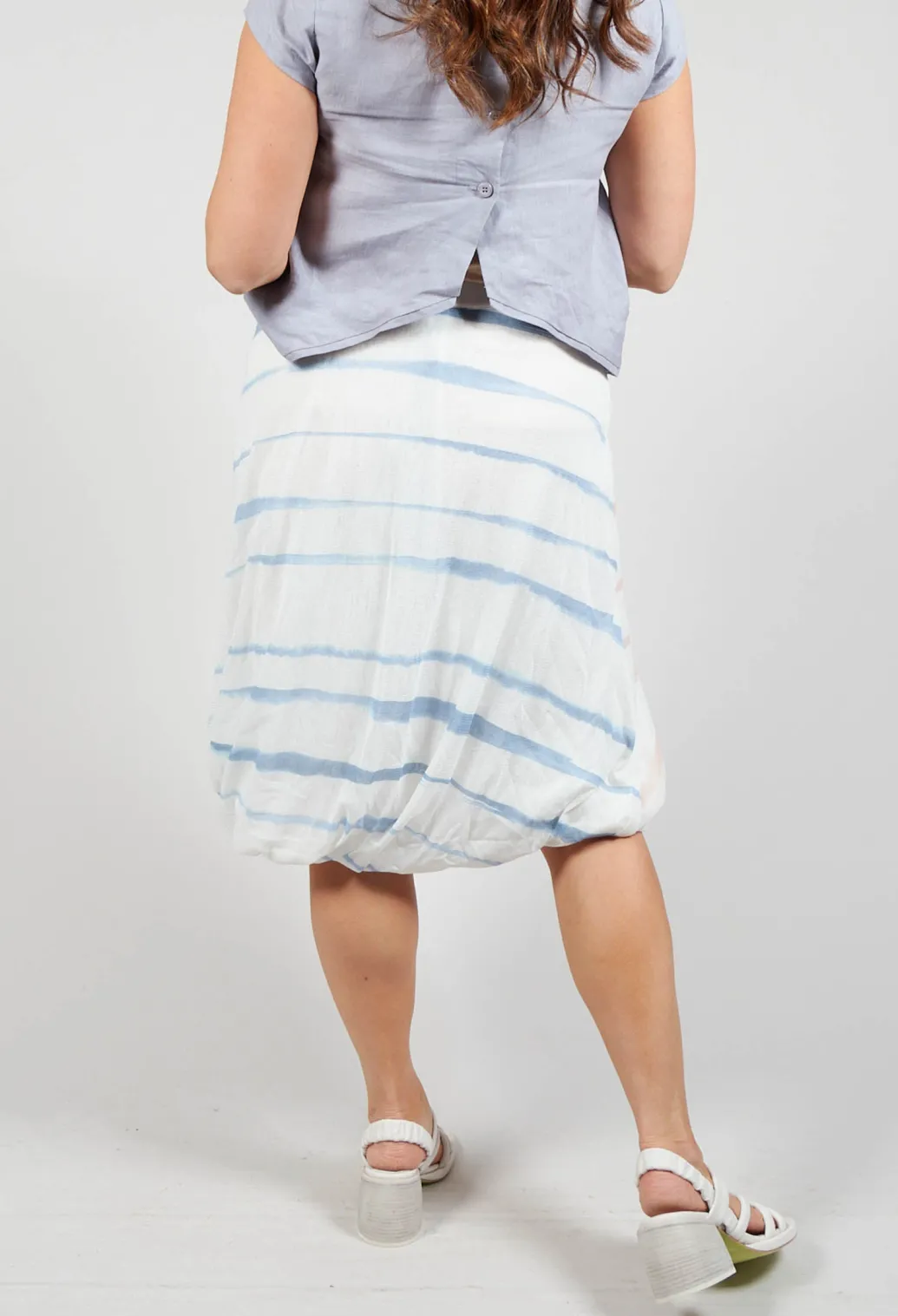 Twist Hem Skirt in Cornflower/Rose Stripe