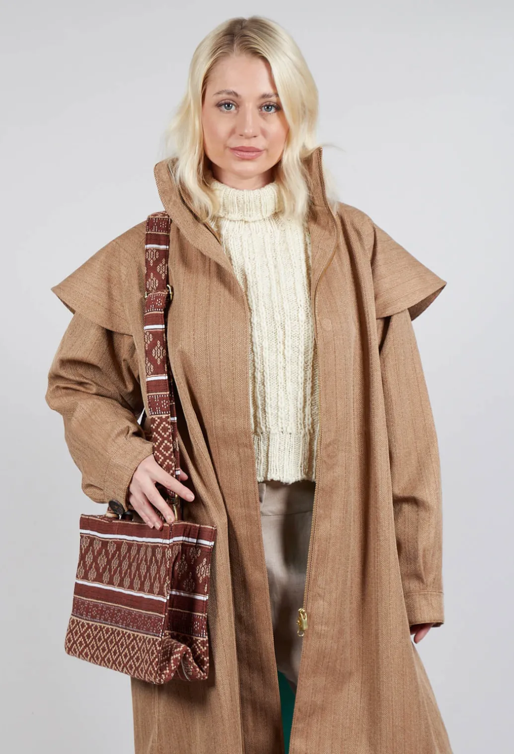 Tyfon Coat in Camel Tweed